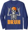 Bruh Punk Rock Skeleton Cool Rocker Halloween Long Sleeve T-Shirt