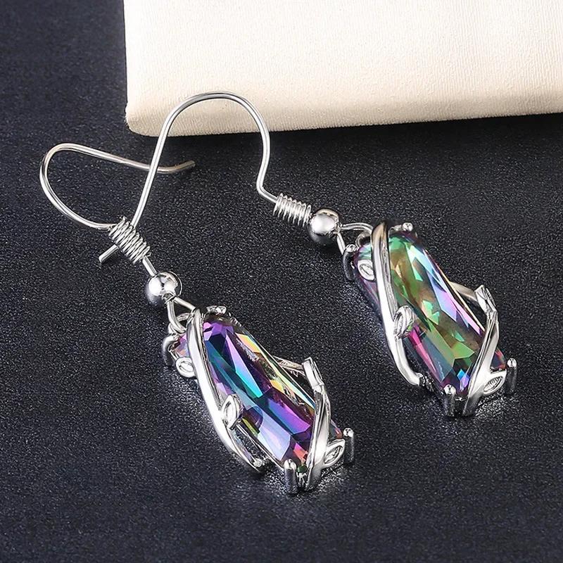 2026 New Colorful Crystal Zircon Bridal Earrings, European and American Personalized Fashion Trend, High End Jewelry
