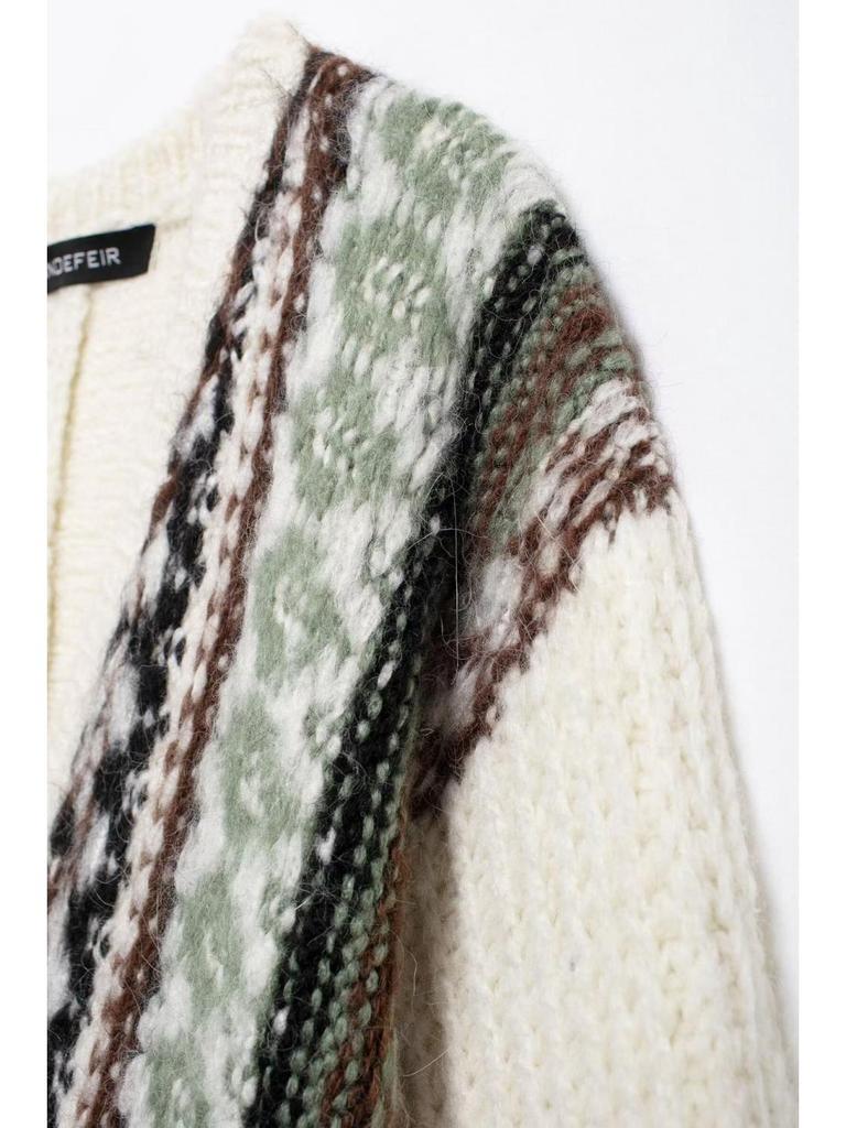 Autumn New Women's V-neck Jacquard Loose Coat - European & American Street Fashion