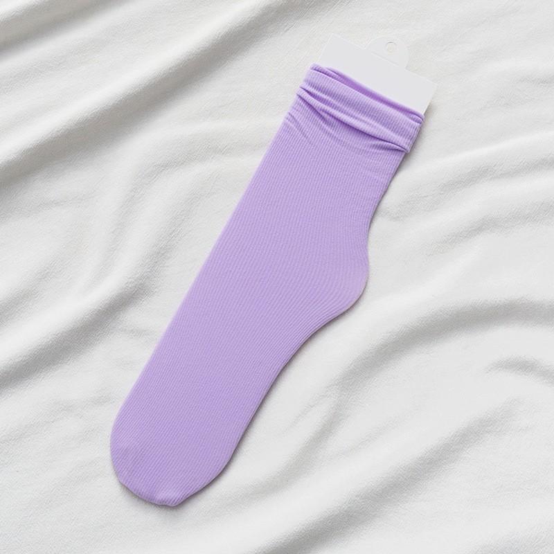 Female Spring and Summer Thin Solid Color All Kinds of Candy Color Breathable In The Cylinder Pile Socks
