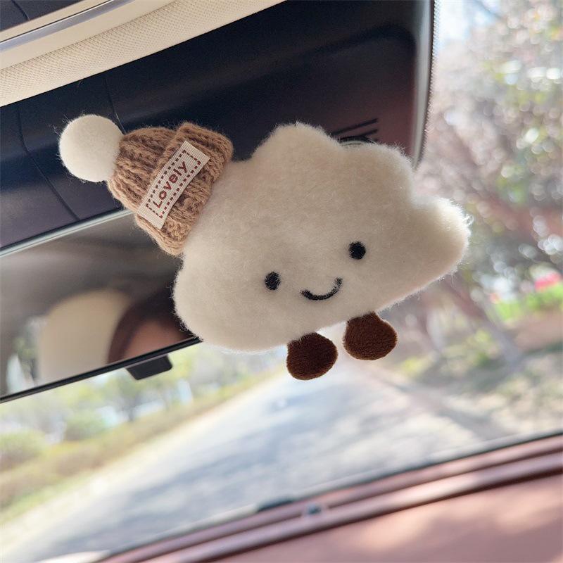 Set Creativo de Adornos de Nube de Dibujos Animados para Espejo Retrovisor - Lindos Accesorios de Interior de Coche Estilo Diosa