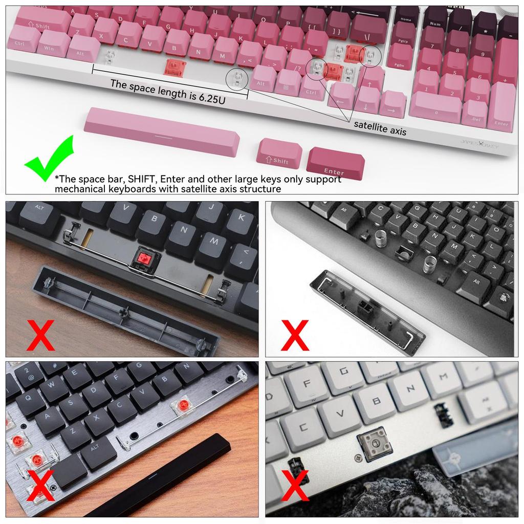 MOA Height Off-white Light Pink Strawberry Kitty Sublimation Keycaps 75 98 Complete Set of Mechanical Keyboard Keycaps