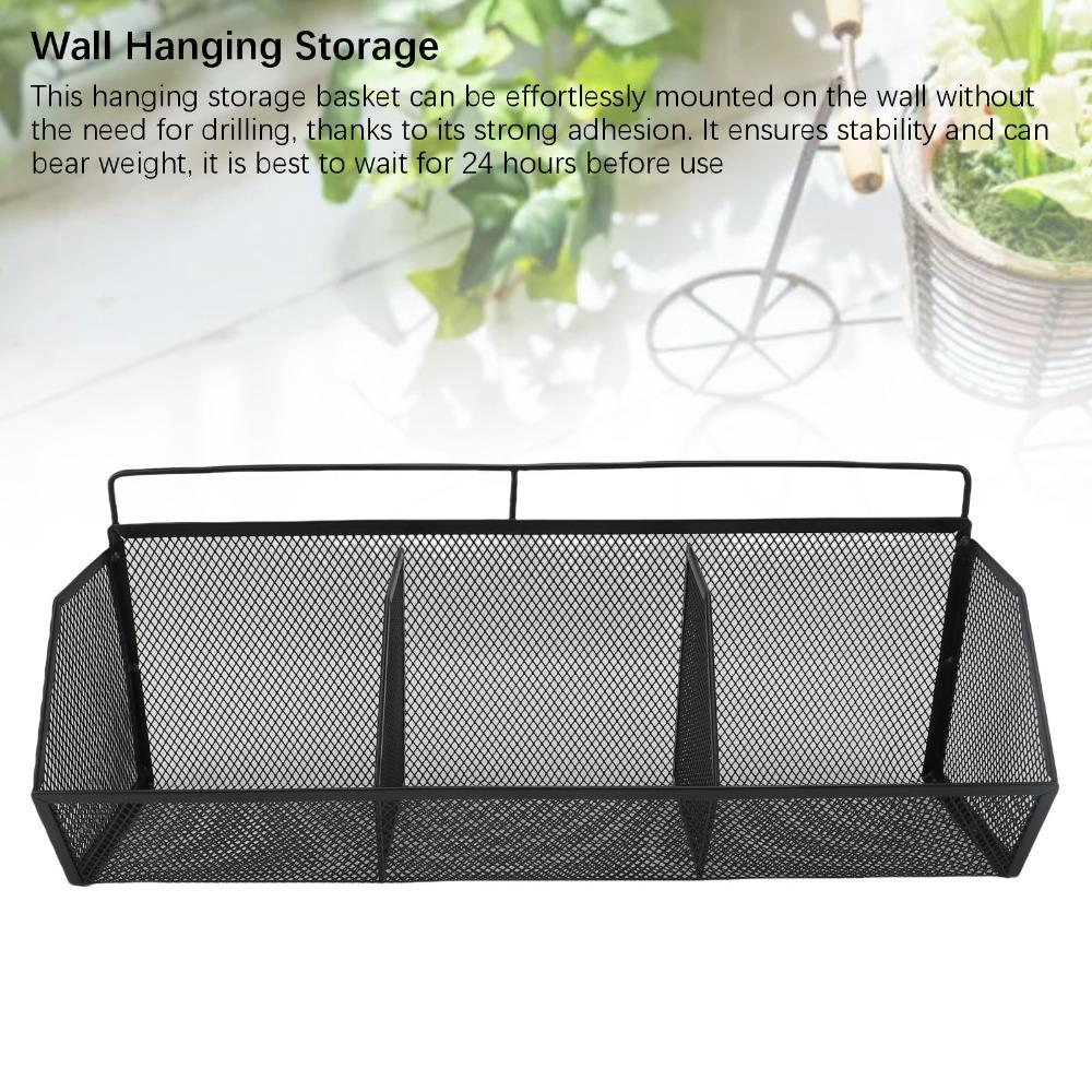 3pcs Wall Mount Metal Wire Basket Metal 3 Grids Basket Slanted Opening Basket  Laundry Room