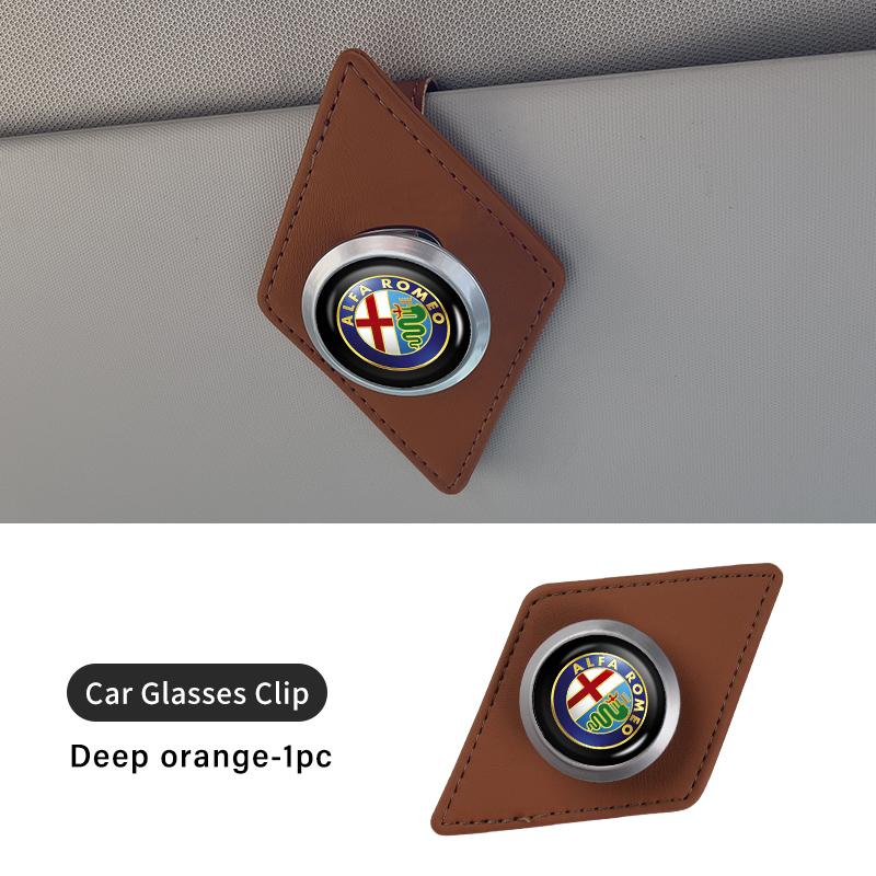 CURN4 Leather Car Glasses Holder Sun Visor Clip Card Ticket Organizer For Alfa Romeo 159 Giulietta 156 147 Giulia Mito GT Stelvio