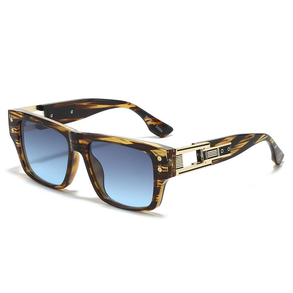 New Luxury Leopard Gradient Square Women Sunglasses  Retro Brand Hollow Frame Design Trendy Men Leisure Sun Glasses Uv400