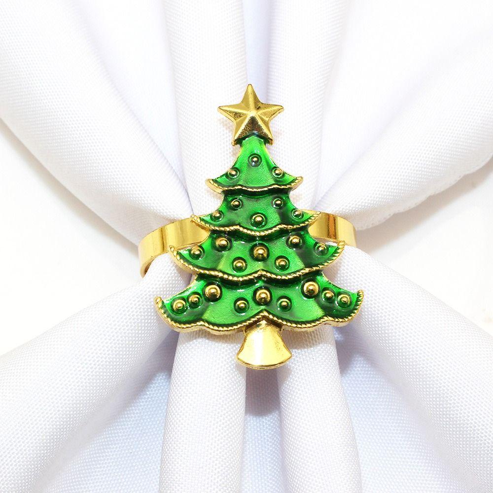 Circle Green Tree Napkin Buckle Metal Tissue Ring Party Supplies Christmas Tree Napkin Ring Xmas