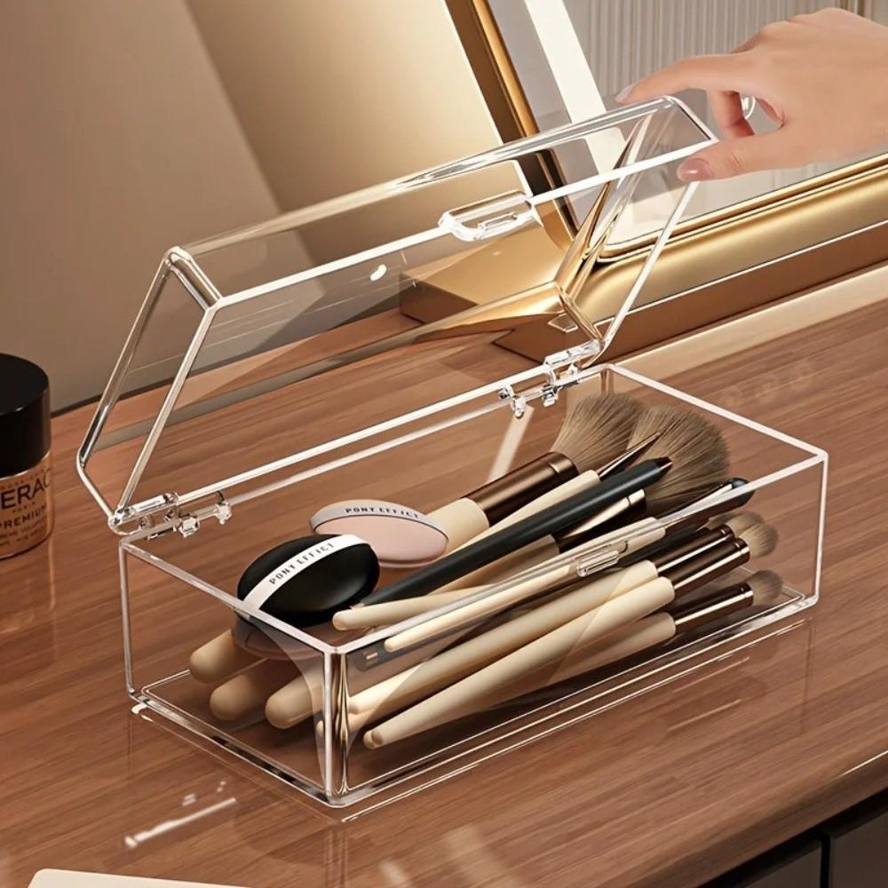 Stapelbare Make-up-Pinsel Aufbewahrungsbox Acryl Klar Make-up-Schwämme Organizer Staubdicht Multifunktional