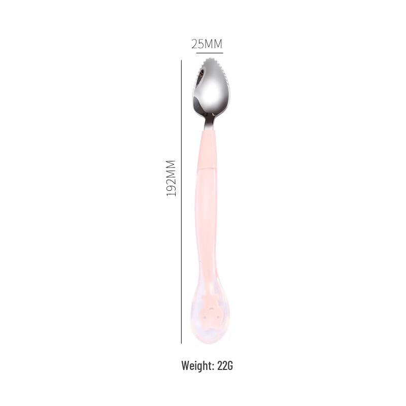 ABAY Baby Double-Headed Silicone & Steel Puree Feeding Spoons, Pink 3-Pack
