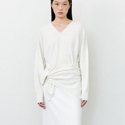 NOTIA TRIANGLE KNIT WOOL SCARF - IVORY