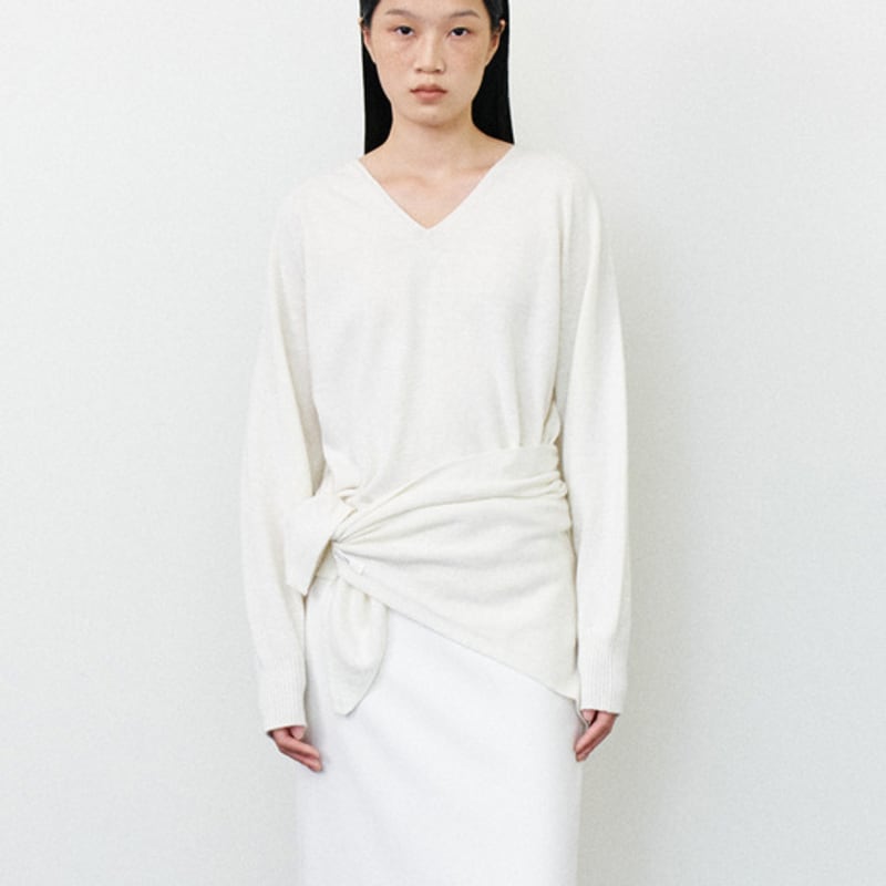 NOTIA TRIANGLE KNIT WOOL SCARF - IVORY