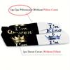 2/3Pcs Luxury Crown Letter Print Duvet Cover Set (1 Duvet Cover + 1/2 Pillowcase, Without Core), Fashionable Couple Bedding Set