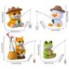 Animal Garden Statue Resin Cat Fishing Figurines Sculpture Frog Fishing Duck Fishing Yard Art Ornament For Fairy Garden Patio