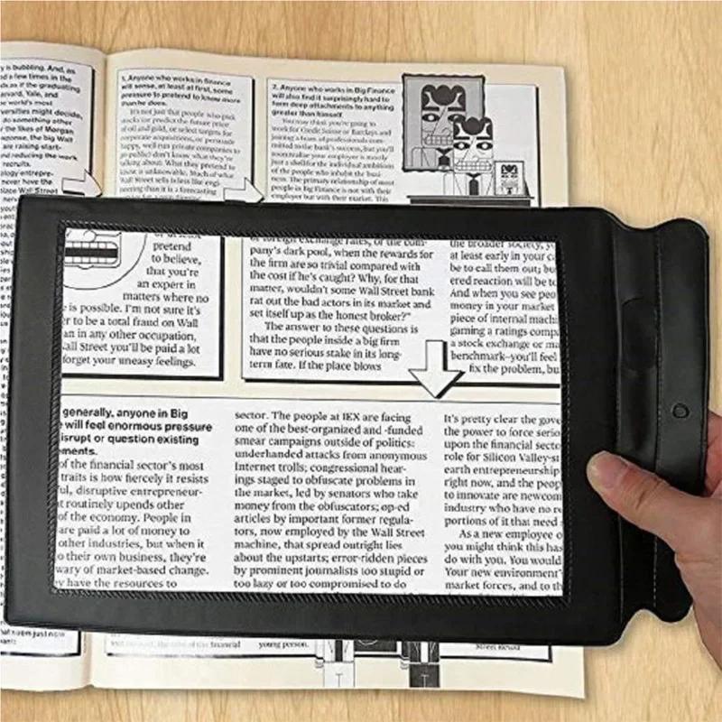 A4 Clear Full Page Magnifier Hands-free 3X Magnifier Handheld Reading Aid Magnifying Lens Perfect for Reading Books Newspapers