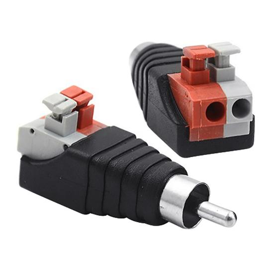 1 Pair Universal Cable to Audio Speaker Wire Male RCA Jack Connector Adapter