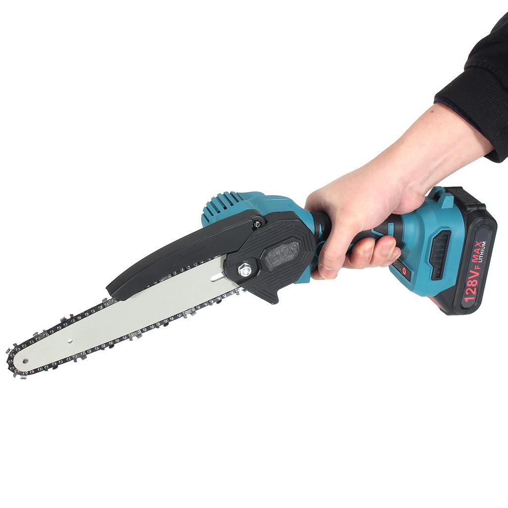 3000W 8Inches Brushless Mini Electric Chain Saw Variable Speed Pruning Saw 128VF Rechargeable Woodworking Tools For Battery
