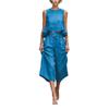 Womens Blue Sleeveless Crop Top with Ruffle Hem and Wide Leg Tie Waist Pants Set