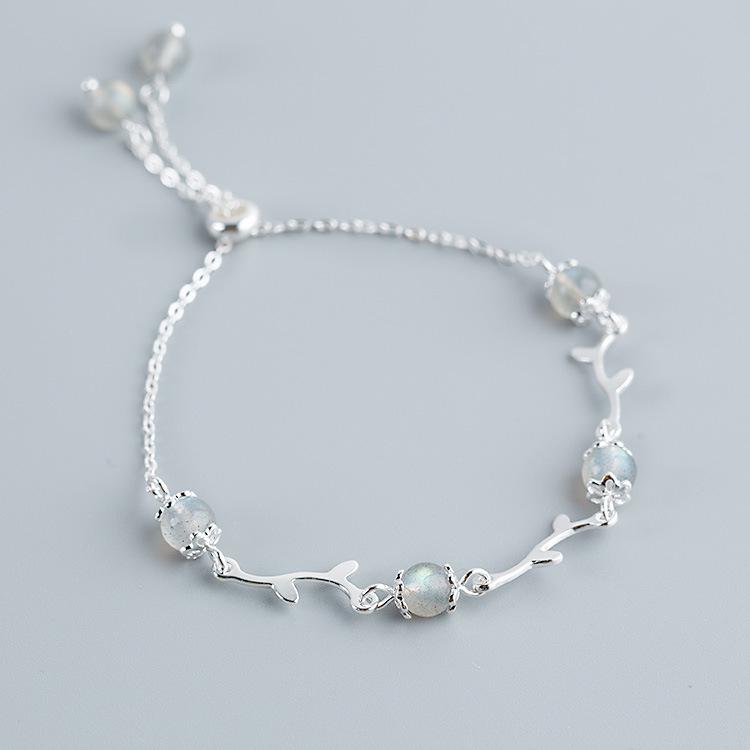 Minimalist S925 Sterling Silver White Gold-Plated Bracelet for Girls - Elegant Bestie Jewelry