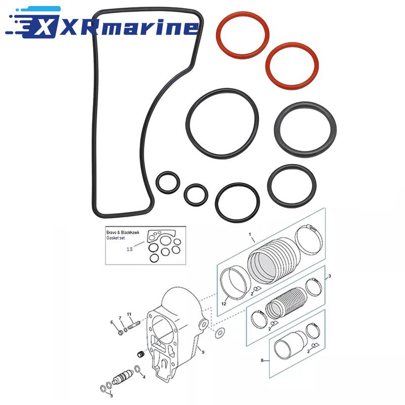For MerCruiser Bravo 1 2 3 Outdrive Bell Housing Tall Gasket Kit 16755Q1 16755A1 16755 Sierra 18-2615