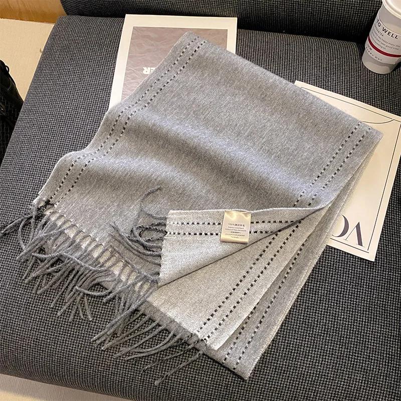High Quality Soft Warm Thick Scarf Women Men 100% Wool Double-sided Tassel Muffler Male Female Thermal Classic Shawl Ladies