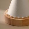 Gold Plated Dainty Spaced Tiny Pearl Bead Anklet With Adjustable Extension Chain