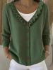 2026 European & American Autumn/Winter V-neck Knit Cardigan: Casual Solid Color Wood Ear Edge Sweater Coat for Women