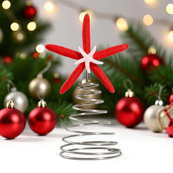 Starfish Christmas Tree Topper Starfish Decoration with Metal Spiral Wire Base Xmas