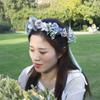 Blue Flower Hair Wreath Headband Crown Garland with Adjustable Ribbon Festivals Wedding Party Headpiece for Women Girl