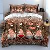 Romantic Gnome Decor Set Bedding Set with 1 Duvet Cover 2 Pillowcases Single Double King Queen, Gift