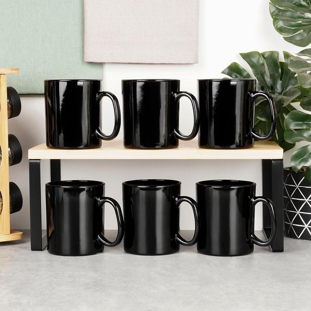 Set of Coffee, Tea, Herbal Mugs, Cup Set, Black x6