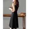 Autumn New Autumn Commuting Simple Loose Korean Version Fake Two-piece Midi Dress