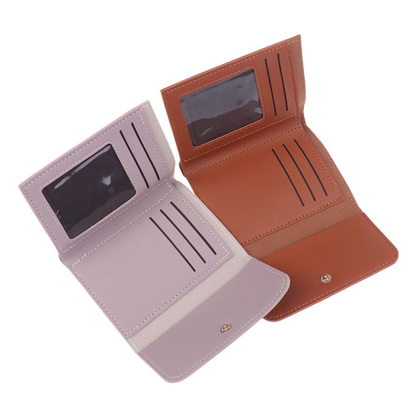 Multi-Card Slot Solid Color Leather Card Case Bank Card Credit Card Id Bus Card Holder Wallet For Women Travel Card Organizer