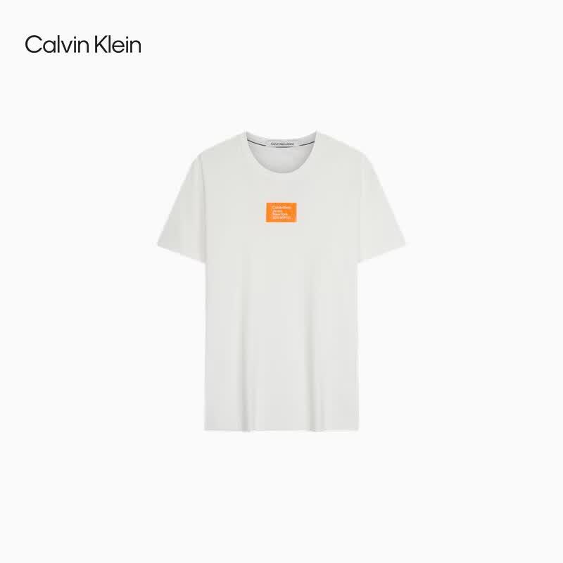 

Calvin Klein Jeans Men s Contrast Letter Cotton Crew Neck T-Shirt L
