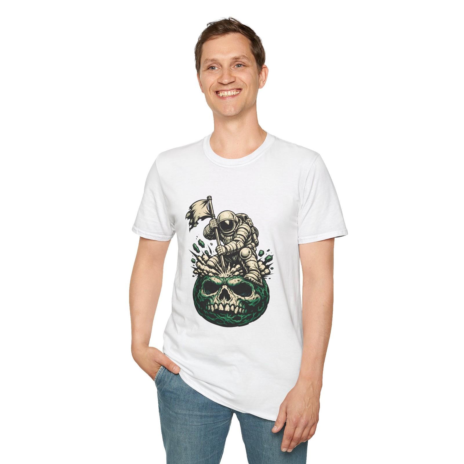 Skeleton Astronaut Skull Moon Space Sci Fi Gothic Unisex Softstyle T-Shirt S