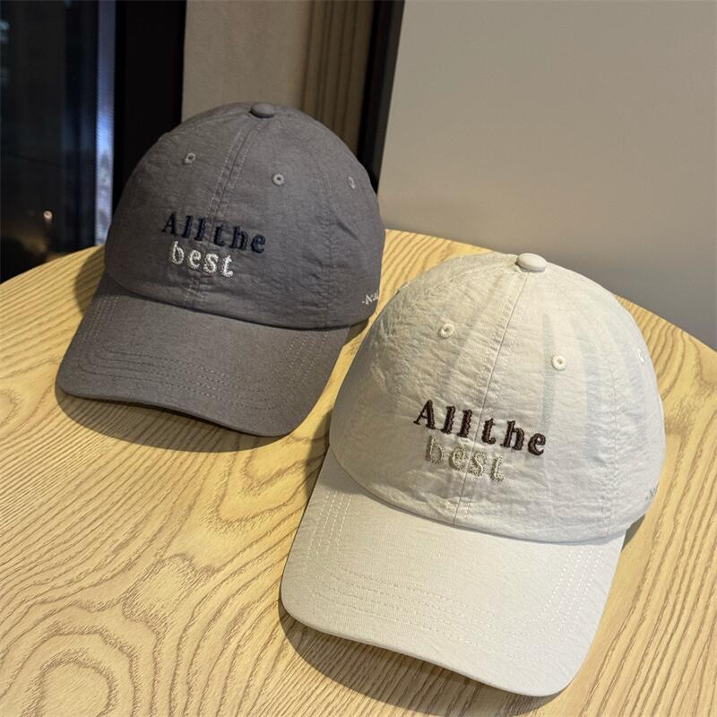 Korean-style casual simple letter-embroidered soft-top baseball cap for women, made of pure cotton, versatile and face-slimming, suitable for spring