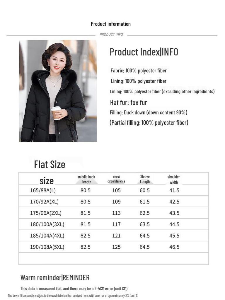 SNOWFLYING Women's Mid-Length Down Jacket with Fox Fur Collar