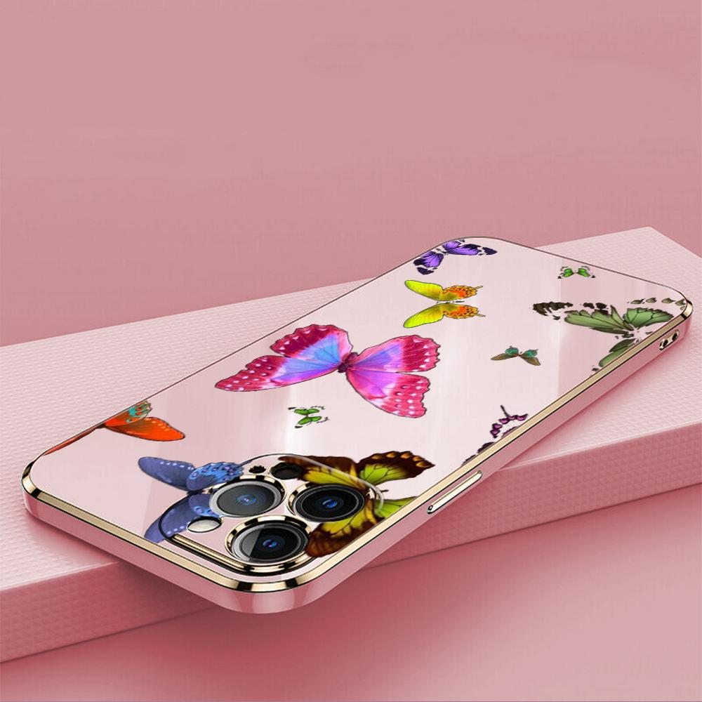 N76 Butterfly Plating Edge Soft TPU Phone Cases for Samsung A54 A13 A14 S24 Plus S23 Ultra S20 S21 FE A55 A05 A52s Shockproof Cover