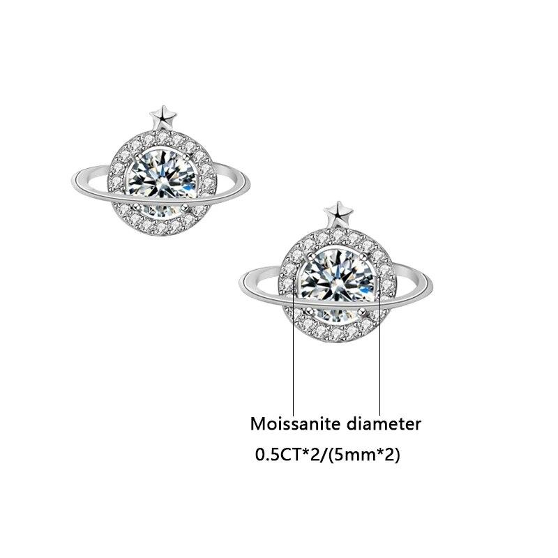 

Серьги-планеты из стерлингового серебра 925 пробы с муассанитом 0,5 карата, нишевые серьги для женщин, новые универсальные