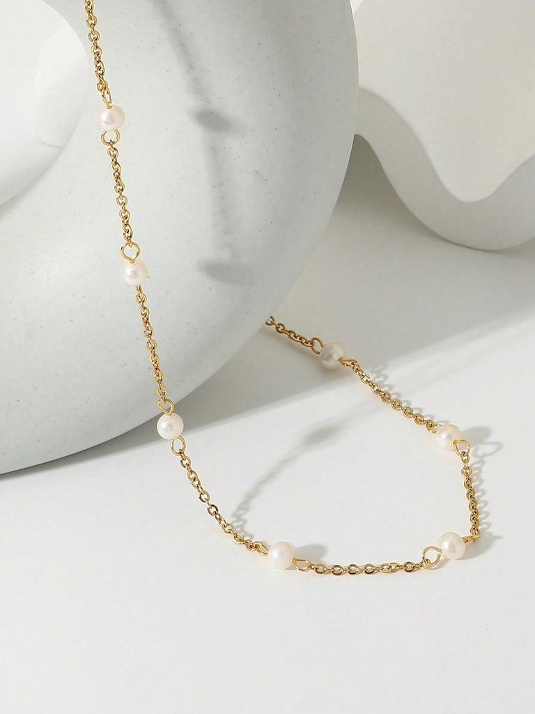 1pc Pearl Necklace Fashionable Collarbone Chain