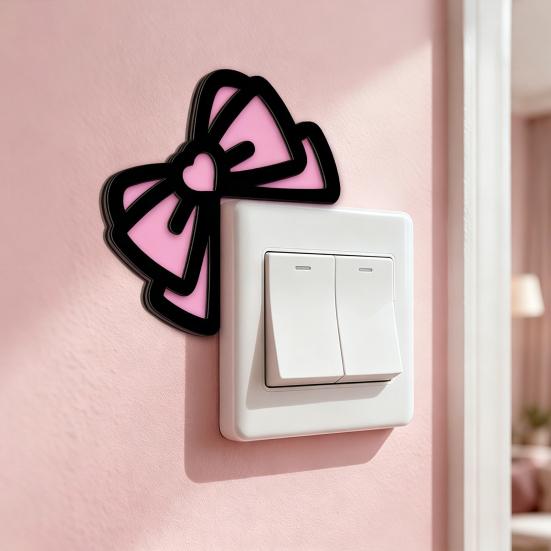 Rosa Schleifen Computer Monitor Dekoration, 2D Holzschleifen Dekorationen für Frauen, Mini Süße Computer Zubehör für Home Office Dekoration