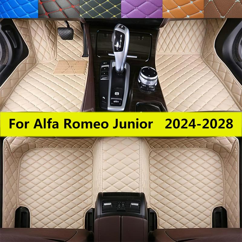 5 Seat Car Floor Mats For Alfa Romeo Junior 2024 2025 2026 2027 2028 Auto Leather Foot Pads Full Set Carpet Interior Accessories