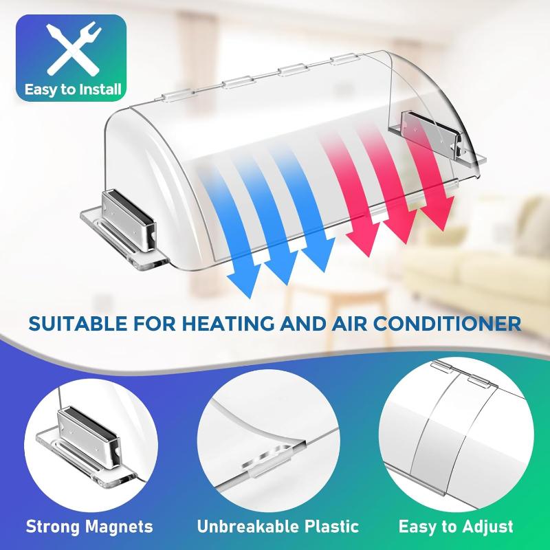 Magnetic Air Deflector Universal Fit Floor Register Vent Air Flow Controller Non Slip for Side Wall Ceiling All Season Home Use