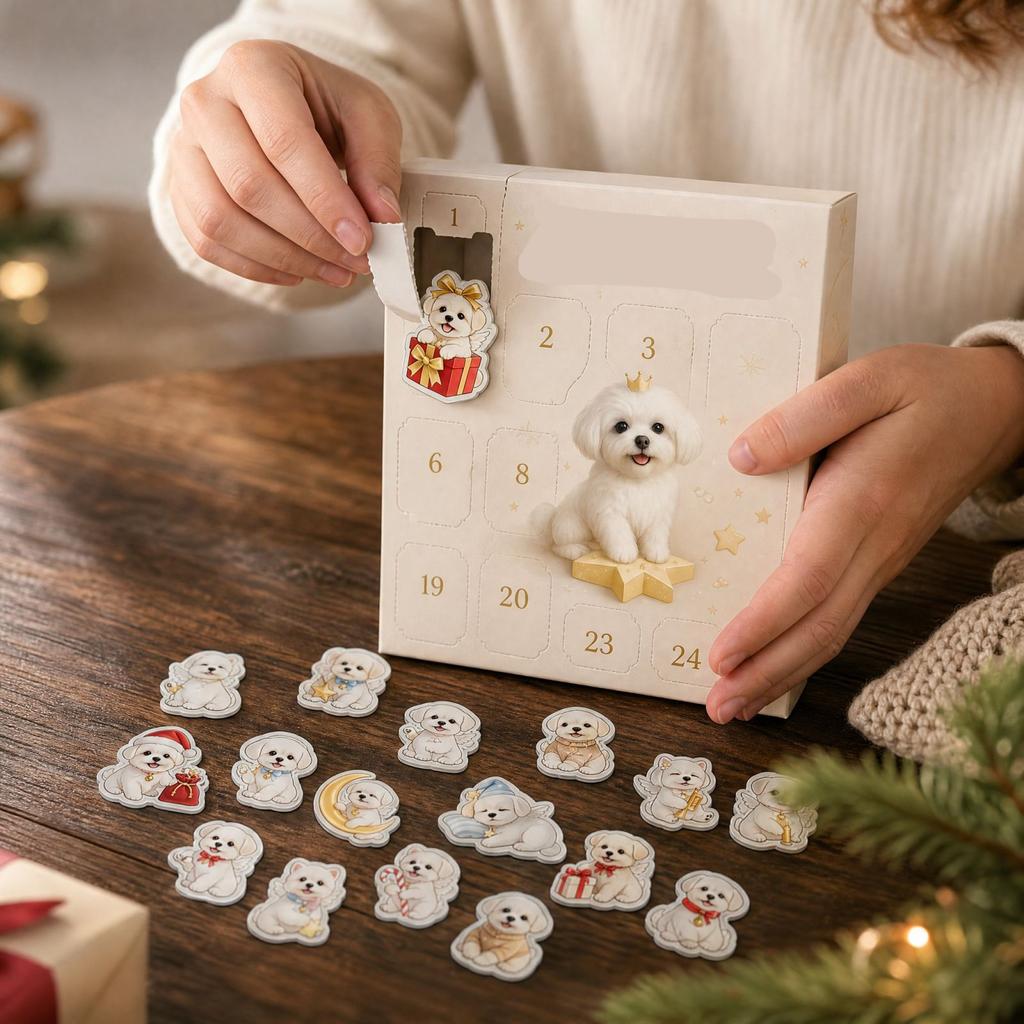 2D Acrylic Dog Christmas Advent Calendar Holiday Countdown