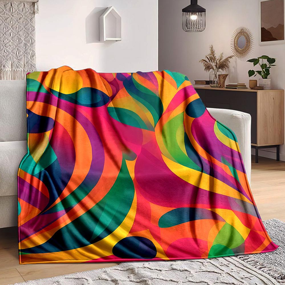 1pc Colorful Pattern Design Blanket Warm, Cozy, And Soft, Suitable for Sofas, Beds, Cars, And Office Use.Perfect for Camping And Travel, Making It a G