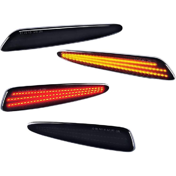 Front Fender Marker Lamps, Red Amber LED Front Bumper Side Marker Lights Smoke Lens, Compatible with Chevy Corvette C6 2005-2013