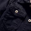 Long Sleeves Pockets Single-breasted Denim Coat Spring Autumn Letter Print Turn-down Collar Unisex