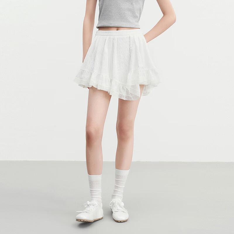 LED IN Asymmetrical Lace A-Line Skirt L