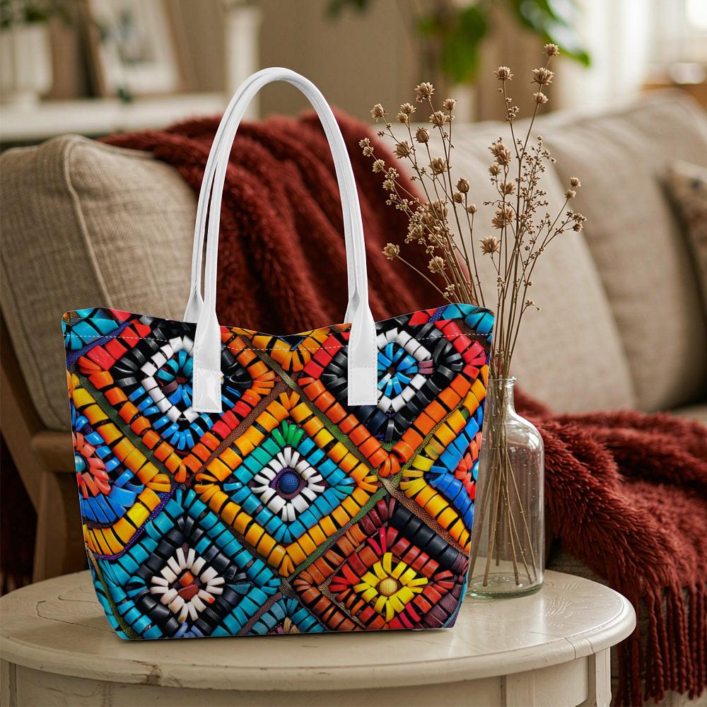 Bohemian Geometric Pattern Tote Bag Fashion Daily Casual Shoulder Bag for Ladies