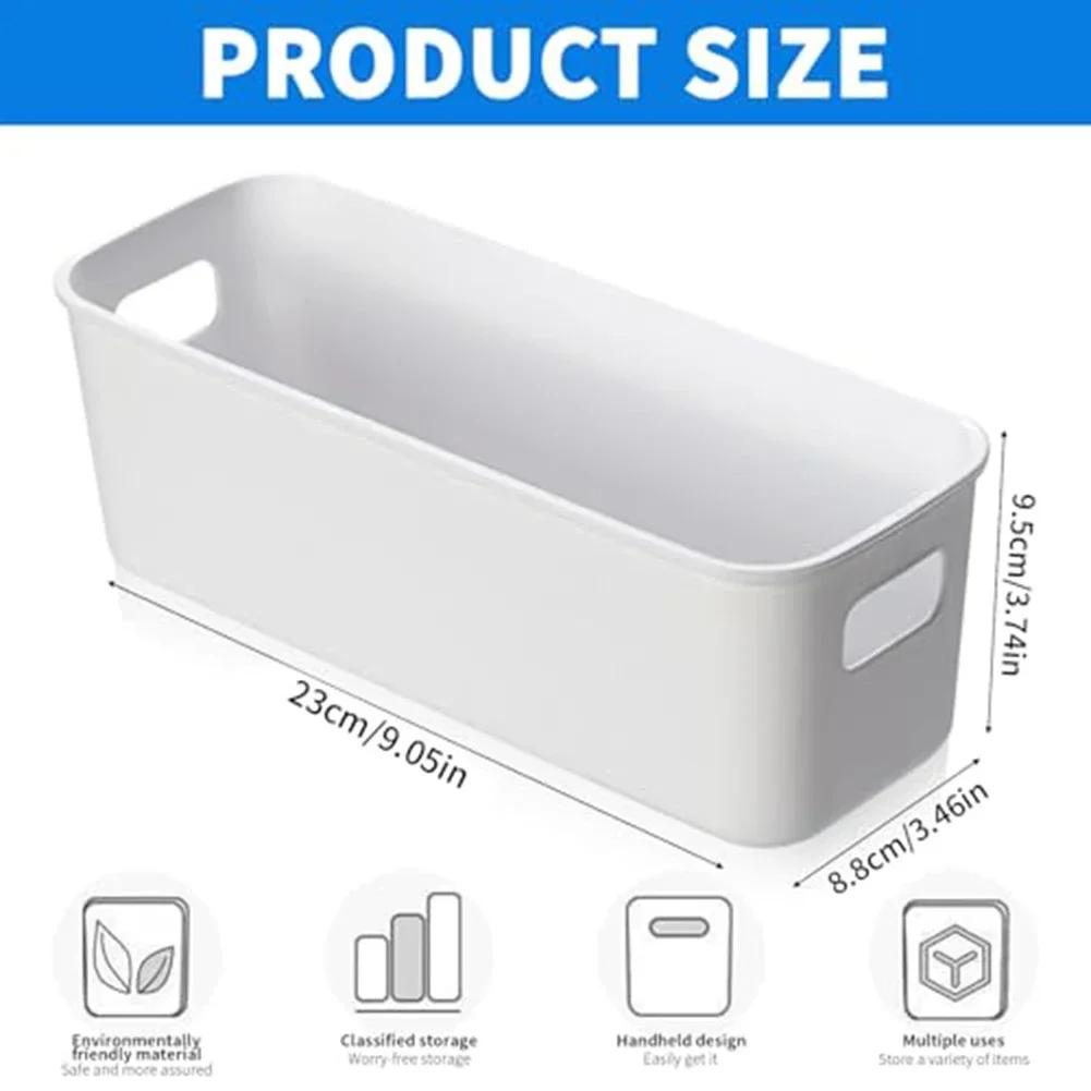 6/12pcs White Stackable Plastic Storage Boxes With Handles, Compact Organisers For Kitchen, Bathroom, Office And Closet Use