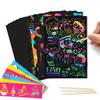 50pcs 18.5cm Scratch Painting Set with 4pcs Painting Template Ruler Imaginative DIY Painting Art Kits School Office Supplies
