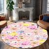 1pc Kpop Team4 Print Round Carpet Chair Round Carpet Suitable for Bedroom Living Room Home Decorative Carpet
